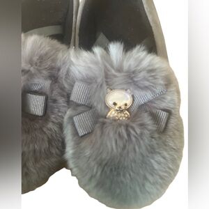 Girla Grey flats with rabbit fur